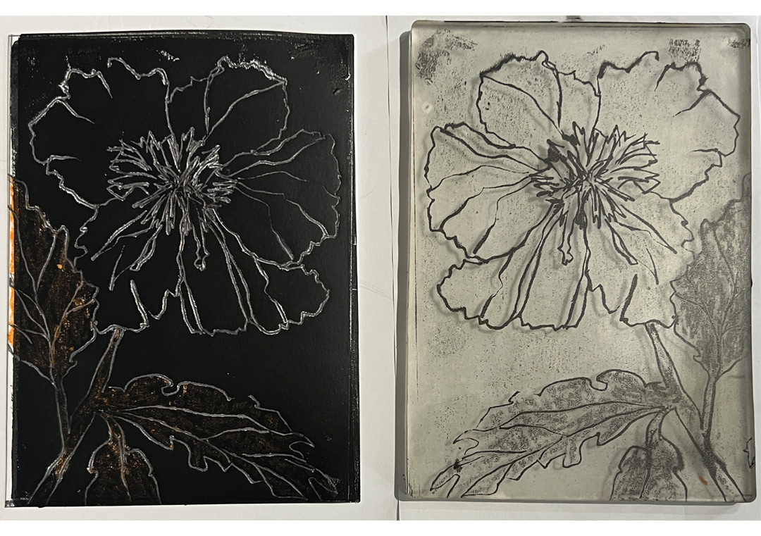 A Little Sketchy Gelatin Plate Drawing Transfers at Barbara