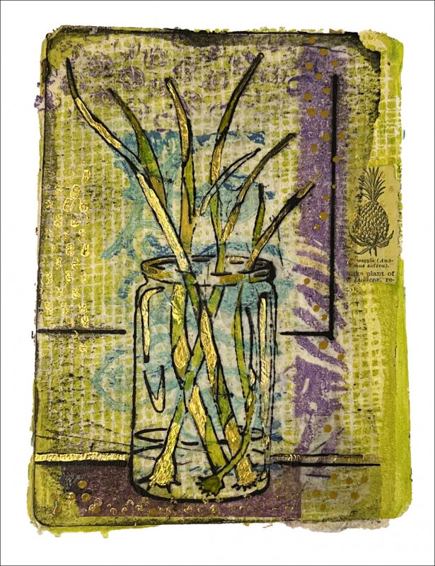 12 Mary, Monoprint, collage, paint