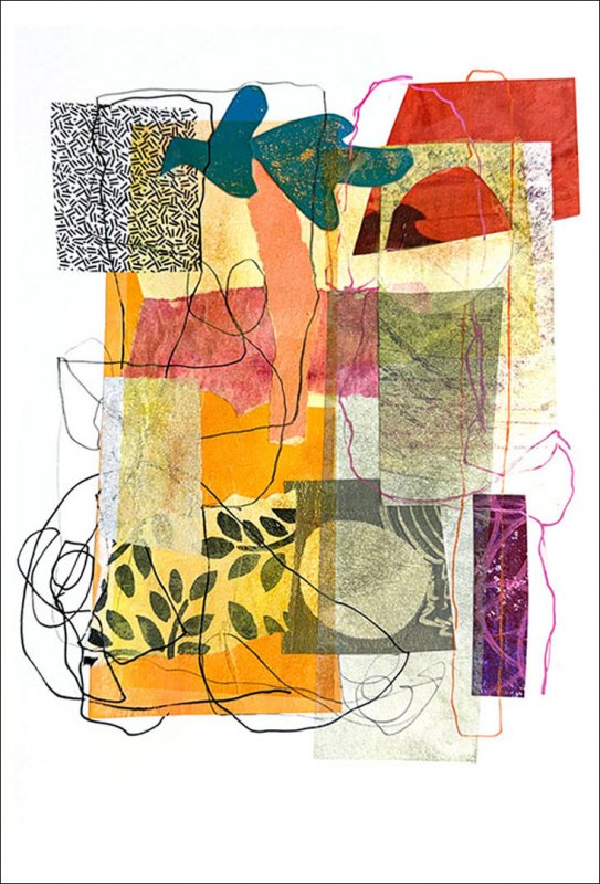 June, Timed collage, direct and transfer drawing, paint