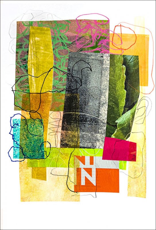 June, Timed collage, direct and transfer drawing, paint