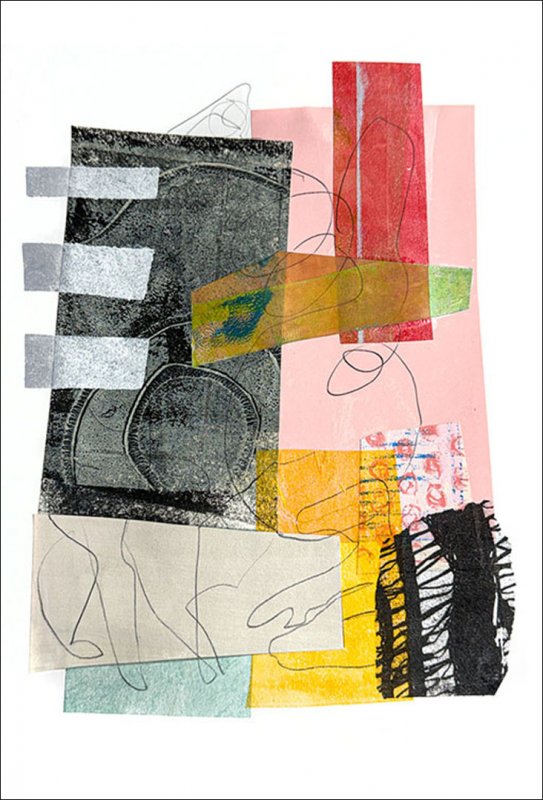 June, Timed collage, direct and transfer drawing, paint